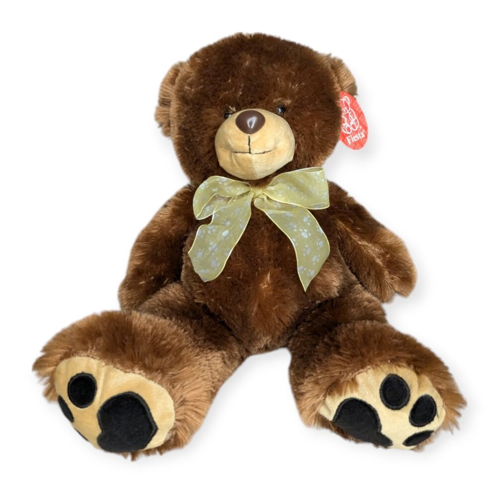 NWT Fiesta Brown Plush Bear with Ribbon 16"